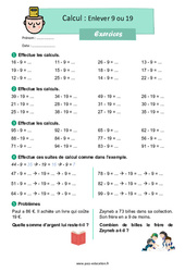 Exercice Enlever 9 ou 19 - CE1 - Exercices - Cycle 2 - PDF à imprimer