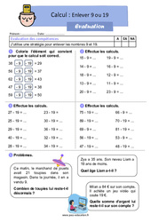 Evaluation Enlever 9 ou 19 - CE1 - Evaluation - Cycle 2 - PDF à imprimer