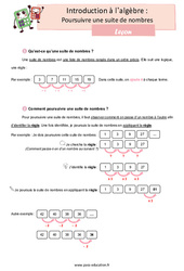 Poursuivre une suite de nombres (Introduction à l’algèbre) - CM1 - Leçon - PDF à imprimer