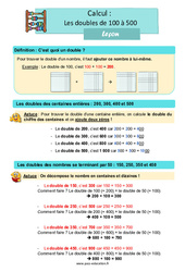 Les doubles de 100 à 500 - CE1 - Leçon - PDF à imprimer