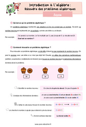 Résoudre des problèmes algébriques (Introduction à l’algèbre) - CM2 - Leçon - PDF à imprimer