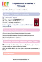 Semaine 3 – école à la maison IEF : 3ème