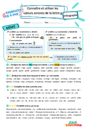 Connaître et utiliser les valeurs sonores de la lettre g – CE2 – Exercices Pas à Pas - Cycle 2 - PDF à imprimer