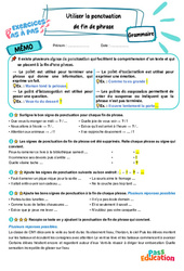 Utiliser la ponctuation de fin de phrase – CM1 – Exercices Pas à Pas - Cycle 3 - PDF à imprimer