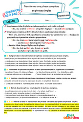 Transformer une phrase complexe en phrases simples – CM1 – Exercices Pas à Pas - Cycle 3 - PDF à imprimer