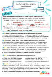Leçon, exercice et évaluation :<br/> Identifier les phrases complexes par coordination – CM1 – Exercices Pas à Pas - Cycle 3 - PDF à imprimer