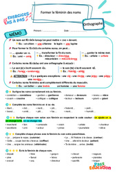 Former le féminin des noms – CM1 – Exercices Pas à Pas - Cycle 3 - PDF à imprimer