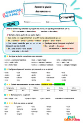 Former le pluriel des noms en -s – CM1 – Exercices Pas à Pas - Cycle 3 - PDF à imprimer
