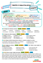 Leçon, exercice et évaluation :<br/> Identifier le temps d’une phrase – CM2 – Exercices Pas à Pas - Cycle 3 - PDF à imprimer