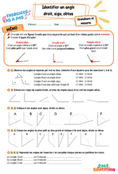 Identifier un angle droit, aigu, obtus – CM2 – Exercices Pas à Pas - Cycle 3 - PDF à imprimer