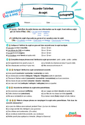 Accorder l’attribut du sujet – CM2 – Exercices Pas à Pas - Cycle 3 - PDF à imprimer
