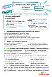 Identifier la fonction épithète de l’adjectif – 6ème – Exercices Pas à Pas - Cycle 3 - PDF à imprimer