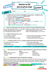 Identifier les COD dans une phrase simple – 6ème – Exercices Pas à Pas - Cycle 3 - PDF à imprimer
