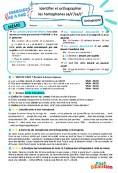 Identifier et orthographier les homophones se/s’/ce/c’ – 6ème – Exercices Pas à Pas - Cycle 3 - PDF à imprimer