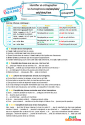 Identifier et orthographier les homophones ces/ses/sais/sait/s’est/c’est – 6ème – Exercices Pas à Pas - Cycle 3 - PDF à imprimer