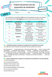 Cours et exercice : Produire des phrases avec des conjonctions de coordination – 5ème – Exercices Pas à Pas - Cycle 4 - PDF à imprimer
