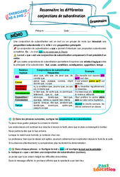 Cours et exercice : Reconnaitre les différentes conjonctions de subordination – 5ème – Exercices Pas à Pas - Cycle 4 - PDF à imprimer