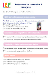 Semaine 5 – école à la maison IEF : 3ème