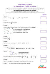 Les automatismes - 3ème - Brevet - Sujet 1 - Cycle 4 - PDF à imprimer