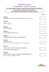 Les automatismes - 3ème - Brevet - Sujet 2 - Cycle 4 - PDF à imprimer