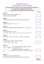 Les automatismes - 3ème - Brevet - Sujet 4 - Cycle 4 - PDF à imprimer