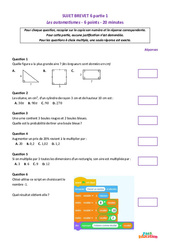 Les automatismes - 3ème - Brevet - Sujet 6 - Cycle 4 - PDF à imprimer