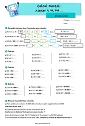 Exercice Ajouter 9, 99, 999 … - CM2 - Exercices - Cycle 3 - PDF à imprimer