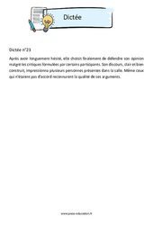 Dictée n°23 - 3ème - Brevet des collèges - Cycle 4 - PDF à imprimer