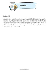Dictée n°30 - 3ème - Brevet des collèges - Cycle 4 - PDF à imprimer
