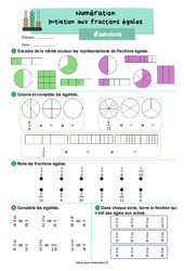 Exercice Initiation aux fractions égales - CE2 - Exercices - Cycle 2 - PDF à imprimer