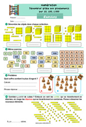 Exercice Dénombrer grâce aux groupements par 10, 100, 1 000 - CE2 - Exercices - Cycle 2 - PDF à imprimer