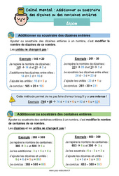 Leçon Additionner ou soustraire des dizaines ou des centaines entières - CE2 - Leçon - Cycle 2 - PDF gratuit à imprimer