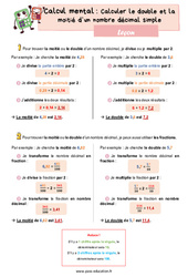Calculer le double et la moitié d’un nombre décimal simple - CM2 - Leçon - PDF gratuit à imprimer