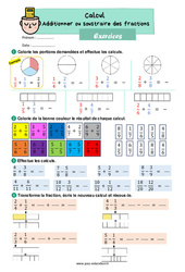 Additionner ou soustraire des fractions - CE2 - Exercices - Cycle 2 - PDF à imprimer