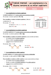 Les compléments à la dizaine, centaine et au millier supérieurs - CM2 - Leçon - PDF gratuit à imprimer