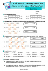 Exercice Les compléments à la dizaine, centaine et au millier supérieurs - CM2 - Exercices - Cycle 3 - PDF à imprimer