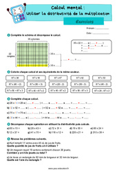 Utiliser la distributivité de la multiplication - CM2 - Exercices - PDF à imprimer