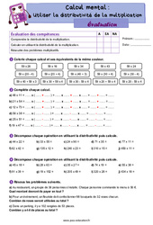 Exercice Utiliser la distributivité de la multiplication - CM2 - Evaluation - Cycle 3 - PDF à imprimer