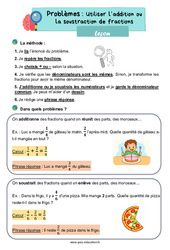 Utiliser l’addition ou la soustraction de fractions - CE2 - Leçon - Cycle 2 - PDF gratuit à imprimer