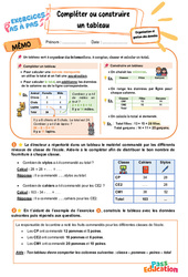 Compléter ou construire un tableau – CE2 – Exercices Pas à Pas - Cycle 2 - PDF à imprimer