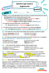 Identifier le sujet inversé ou éloigné du verbe – CM1 – Exercices Pas à Pas - Cycle 3 - PDF à imprimer