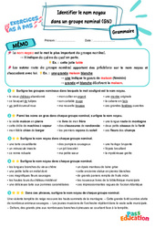 Identifier le nom noyau dans un groupe nominal (GN) – CM1 – Exercices Pas à Pas - Cycle 3 - PDF à imprimer