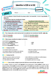 Identifier le COD et le COI – CM1 – Exercices Pas à Pas - Cycle 3 - PDF à imprimer