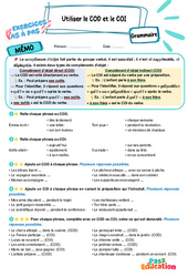 Utiliser le COD et le COI – CM1 – Exercices Pas à Pas - Cycle 3 - PDF à imprimer