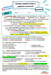 Distinguer complément d’objet et complément circonstanciel – CM1 – Exercices Pas à Pas - Cycle 3 - PDF à imprimer