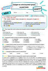 Conjuguer un verbe du premier groupe au passé simple – CM2 – Exercices Pas à Pas - Cycle 3 - PDF à imprimer