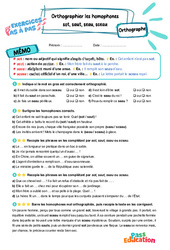 Sot, saut, seau, sceau : Orthographier les homophones lexicaux – CM2 – Exercices Pas à Pas - Cycle 3 - PDF à imprimer