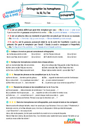 Leçon, exercice et évaluation :<br/> la, là, l’a, l’as : Orthographier les homophones – CM2 – Exercices Pas à Pas - Cycle 3 - PDF à imprimer