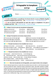 Leçon, exercice et évaluation :<br/> sa et ça : Orthographier les homophones – CM2 – Exercices Pas à Pas - Cycle 3 - PDF à imprimer
