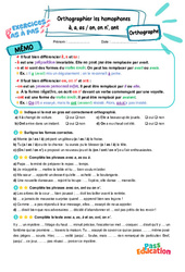 Leçon, exercice et évaluation :<br/> à, a, as / on, on n’, ont : Orthographier les homophones – CM2 – Exercices Pas à Pas - Cycle 3 - PDF à imprimer